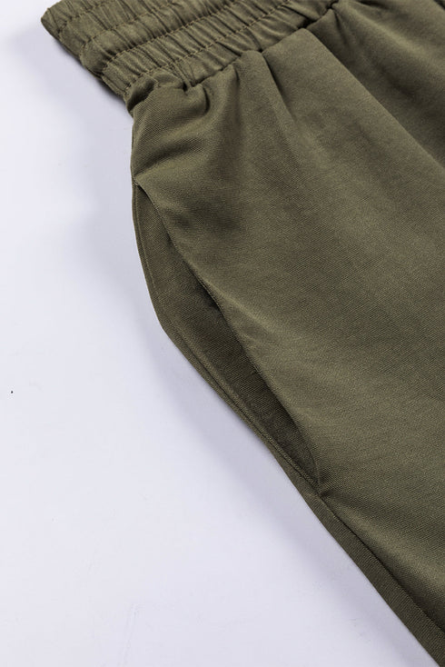 Drawstring Elastic Waist Casual Wide Leg Pants